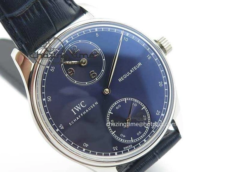 MIROTIME 1227 ZeroBulk Portuguese IW5444 SS Blue Dial On Blue Leather Strap A 7255